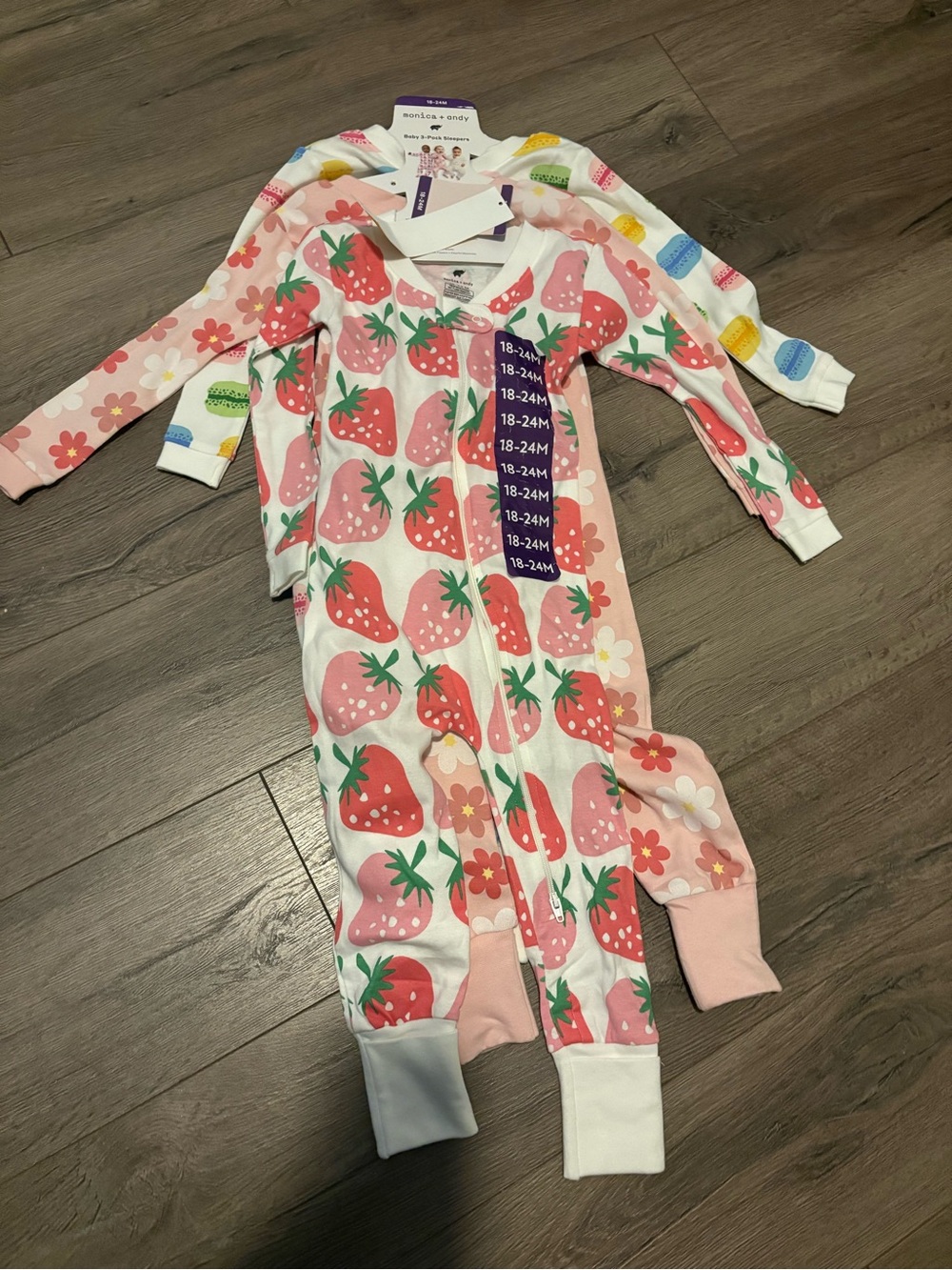 Baby Monica + Andy 3PK Cotton Sleepers Size 18-24M